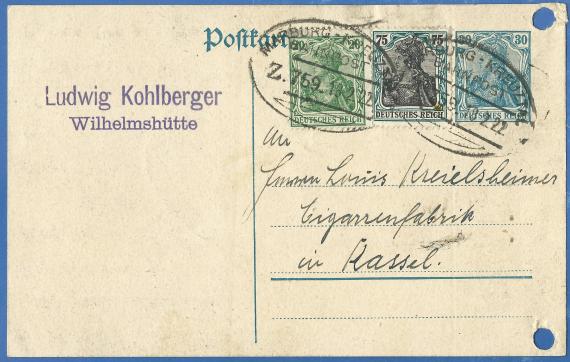 Postkarte an Herrn Louis Kreielsheimer, Cigarrenfabrik - versandt am 18. Februar 1922