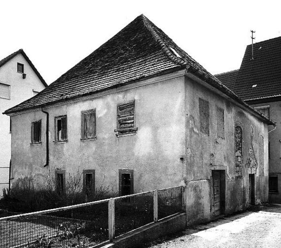 Black and white photograph of Baisingen synagogue