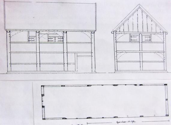 Plan der alten Synagoge, gezeichnet von Dr. Fred Kaspar