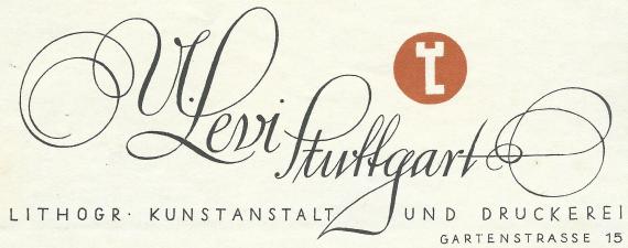 Rechnung der Lithographischen Kunstanstalt und Druckerei Uri Levi, ausgestellt am 11. Dezember 1934  - Ausschnittvergrößerung Firmenanschrift