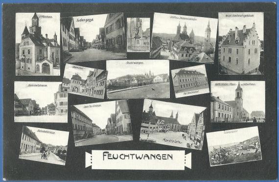 Historische Mehrbild-Ansichtskarte von Feuchtwangen von 1907 - mit abgebildet - die Judengasse