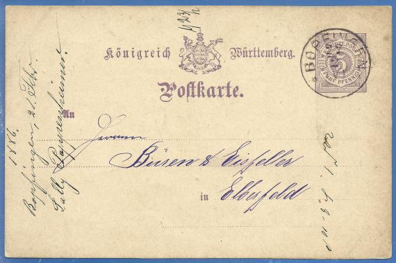 Postkarte geschäftlicher Art von Sally Pappenheimer  - versandt am 21. Februar 1886