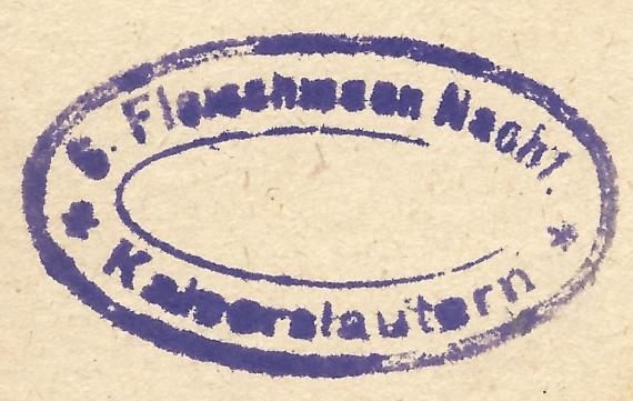 Postkarte geschäftlichter Art von  S. Fleischmann Nachf. - versandt am 2. Juni 1915  -  Ausschnittvergößerung Firmenstempel