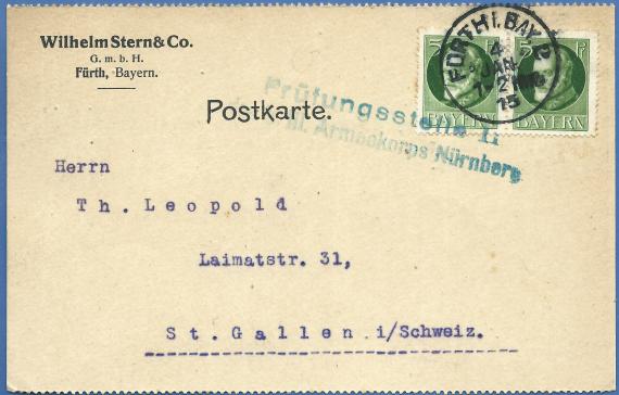 Geschäftspostkarte der Firma Wilhelm Stern & Co - versandt am 4. Januar 1915