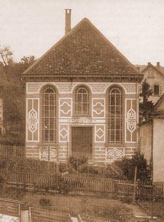 Fotografie der Synagoge in der Tübinger Gartenstraße um 1885