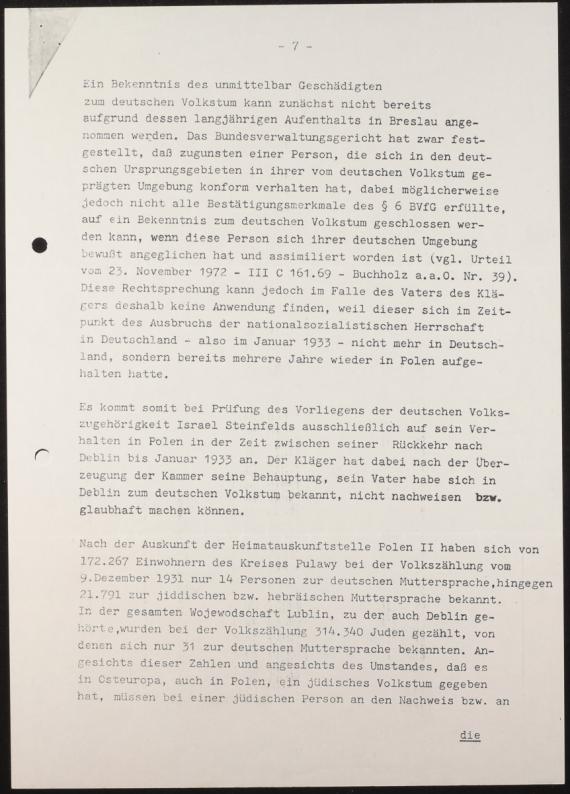 Gerichtsurteil: Verwaltungsgericht Berlin, fragmentarisch, Kopiert, maschinengeschrieben, 3. Blatt, Berlin, vor 09.05.1979