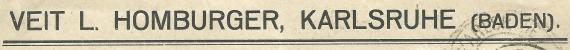 Briefumschlag - Veit. L. Homburger Geschäftsbriefumschlag vom Bankhaus Veit. L. Homburger, - versandt im November 1922 - Ausschnittvergrößerung Firmenadresse