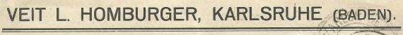 Geschäftsbriefumschlag vom Bankhaus Veit. L. Homburger, - versandt im November 1922 - Ausschnittvergrößerung Firmenadresse 