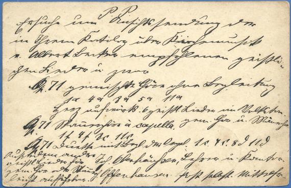 Postkarte - Hermann Oppenheimer Postcard of a business nature to Mr. Hermann Oppenheimer, Musikalienverlag - mailed November 25, 1899 - back of card