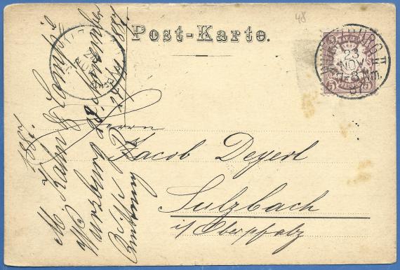 Business postcard of the company M. Kahn & Co. - sent on November 23, 1887