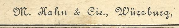 Geschäftspostkarte der Fa. M. Kahn & Co. - versandt am 23. November 1887 - Ausschnittvergrößerung Firmenname