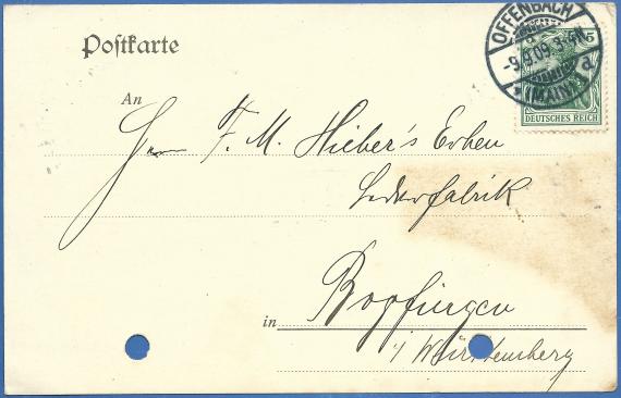 Geschäftspostkarte der Lederhandlung Hermann Stein, - versandt am 9. September 1909