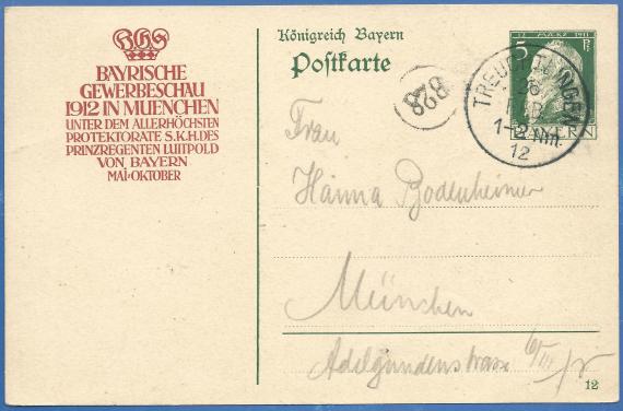 Postkarte - Hanna Bodenheimer Postkarte privater Art an Frau Hanna Bodenheimer in München, - versandt am 26. Februar 1912