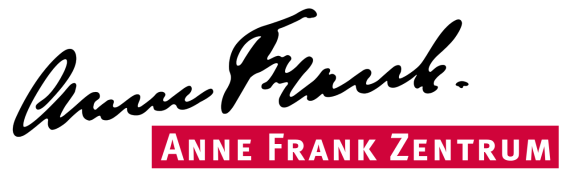 Zu sehen ist das Logo des Anne Frank Zentrums in den Fraben schwarz, weiß und rot