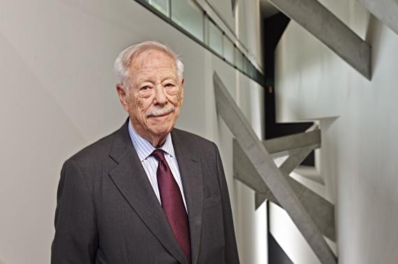 W. Michael Blumenthal in the Libeskind Building at the entrance to the permanent exhibition