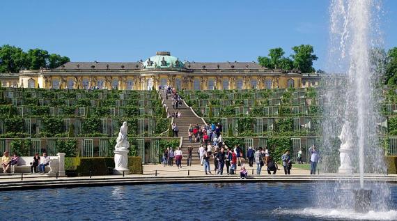 You can see the Sanssouci Palace with its vineyards.