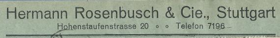 Briefumschlag - Hermann Rosenbusch & Cie Briefumschlag der Firma Hermann Rosenbusch & Cie, - versandt am 5. Juli 1923 - Ausschnittvergrößerung Firmenanschrift