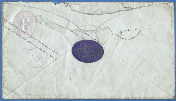 Envelope addressed to Mr. Moses Ettenheimer in Munich, - mailed December 9, 1873 - reverse side