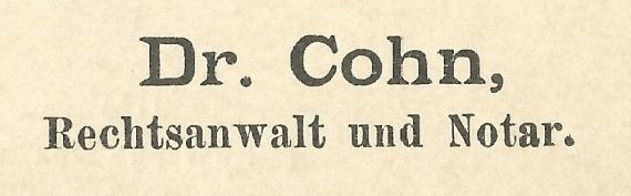 Geschäftspostkarte von Dr. Cohn - Dr. Riemayer in Dessau, - versandt am 28. Januar 1913  - Ausschnittvergrößerung Firmenname