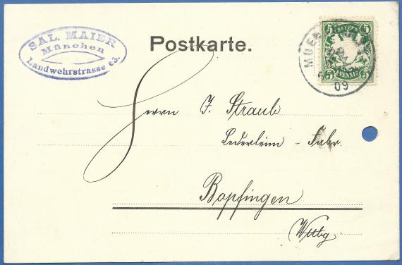 Geschäftspostkarte der Fa. Sal. Maier in München, - versandt am 29. Dezember 1909