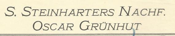 Invoice from S. Steinharters Nachf. Oskar Grünhut in Munich dated November 11, 1909 - enlargement of company name