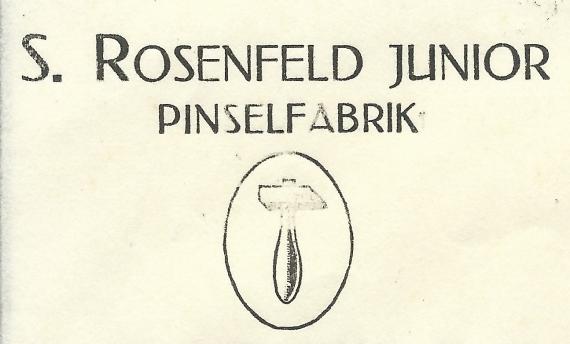 Geschäftsbrief der Pinselfabrik S. Rosenfeld Junior in Nürnberg vom 17. August 1920  - Ausschnittvergrößerung Firmenname