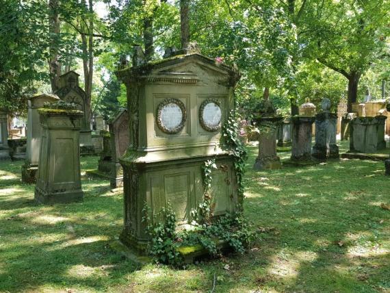 Fotografie des Doppelgabs von Dr. Samuel Dreifus und Henriette Dreyfus geb. Benedict auf dem Hoppenlau-Friedhof in Stuttgart