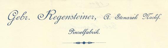 Geschäftsschreiben der " Pinselfabrik - Gebrüder Regensteiner " in Nürnberg vom 15. Mai 1900  -  Ausschnittvergrößerung Firmenname