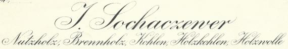 Rechnung - J. Sochaczewer Rechnung von J. Sochaczewer, Nutzholz,Brennholz,Kohlen,Holzkohlen,Holzwolle, - versandt am 31.Dezember 1905 - Ausschnittvergrößerung Firmenname