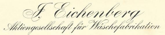 Business letter of the Aktiengesellschaft für Wäschefabrikation J. Eichenberg, - sent on February 17, 1928 - detail enlargement company name