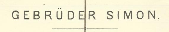 Invoice " Gebrüder Simon, Berlin, Klosterstraße 80/85 " - mailed on July 27, 1894 - detail enlargement company name