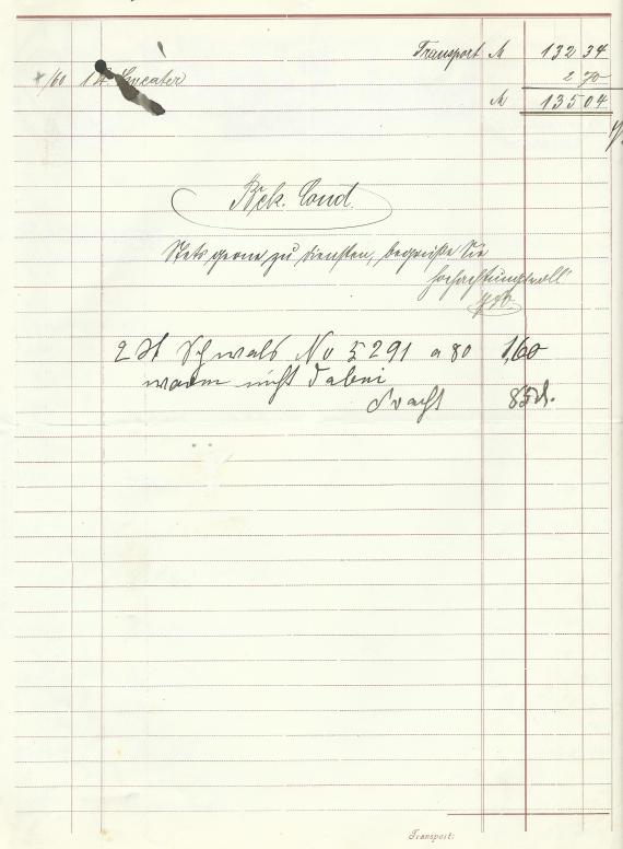 Invoice " L. Picard, Weiss-und Wollwaren en gros,-Schürzen-und Wäschefabrikation, " in Munich, - mailed August 29, 1912 - inside 2