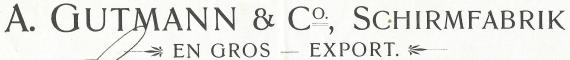 Rechnung der " Schirmfabrik A. Gutmann & Co " in München, - versandt am 28. Oktober 1902 - Ausschnittvergrößerung Firmenname