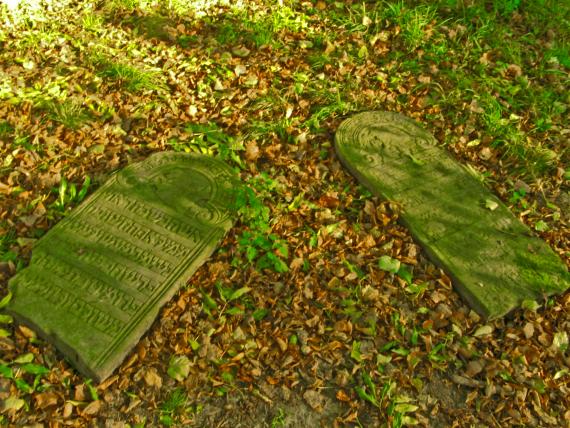 Macewy na starym cmentarzu żydowskim w dzielnicy Kalinowszczyzna w Lublinie zwei liegende Matzevot auf dem alten jüdischen Friedhof im Stadtteil Kalinowszczyzna in Lublin
