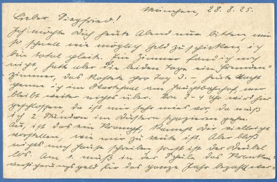 Postkarte - Dr. med. S. Kirchheimer Postkarte privater Art an Herrn Dr. med. S. Kirchheimer in Wolfenbüttel, - versandt am 28. August 1925 - Kartenrückseite