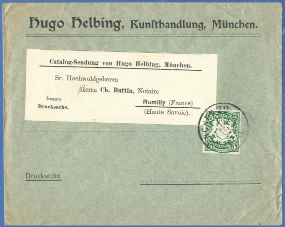 Briefumschlag der " Kunsthandlung Hugo Helbing, München ", - versandt am 22. Oktober 1904 