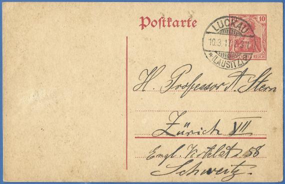 Postkarte privater Art an Herrn Professor Alfred Stern in Zürich, - versandt am 10. März 1917