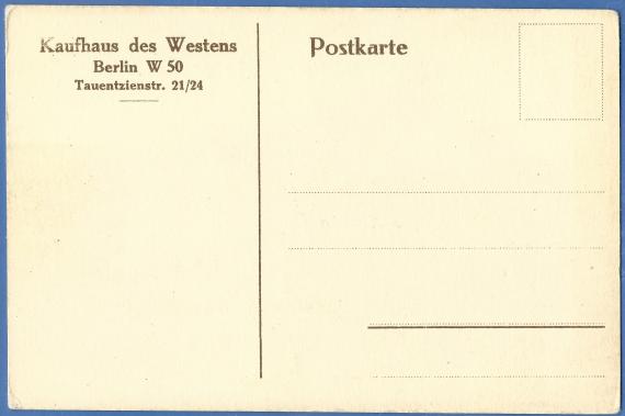 Alte Ansichtskarte von Berlin mit dem " Kaufhaus des Westens " aus der Zeit um 1910  -  Kartenrückseite