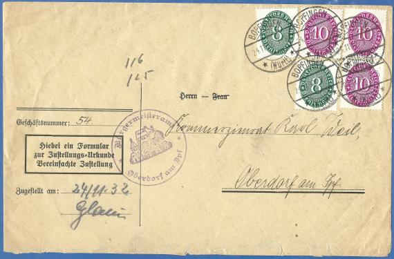 Envelope to Mr. " Kommerzienrat Karl Weil " in Oberdorf am Ipf, - mailed on November 24, 1932