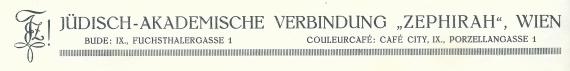 Einladungsschreiben - Jüdisch - Akademische Verbindung Zephyra Wien, - versandt am 23. Oktober 1929 - Ausschnittvergrößerung Adresse