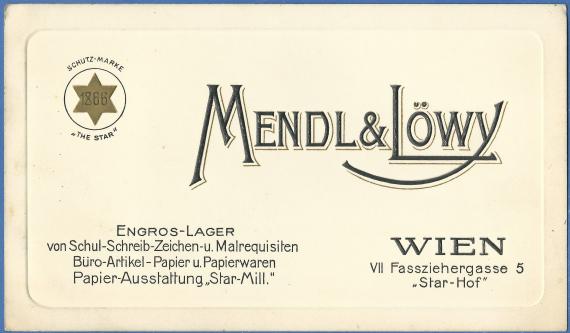 Werbekarte  -  " Mendl & Löwy "  -  aus der Zeit um 1910  