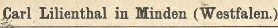 Geschäftspostkarte von Carl Lilienthal in Minden, - versandt am 31. Mai 1883  -  Ausschnittvergrößerung Firmenname