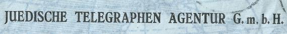 Briefumschlag an die " Jüdische Telegraphen Agentur G.m.b.H. " in Berlin - Wilmersdorf, Konstanzer Straße 53, - versandt am 1. September 1936  -  Ausschnittvergrößerung Anschrift-Zeile