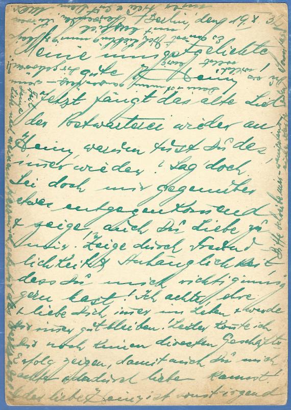 Postkarte - Max. J. Abraham Postkarte privater Art von Max. J. Abraham in Berlin, Kurfürstendamm 182, - versandt am 20. Oktober 1932 - Kartenrückseite