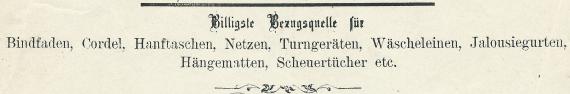 Rechnung von " D. Jacobsohn - Seilerwaren en gros " in Berlin, Linienstraße 3, - versandt am 9. Januar 1900  -  Ausschnittvergrößerung Warenangebot