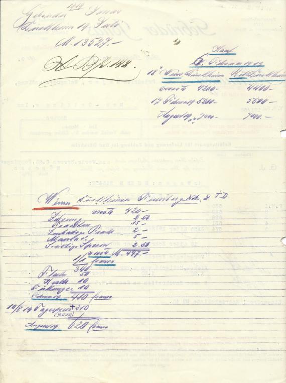 Invoice of the " Weinhandlung Gebrüder Jonas " in Bad Dürkheim, - issued on July 19, 1919 - back of invoice