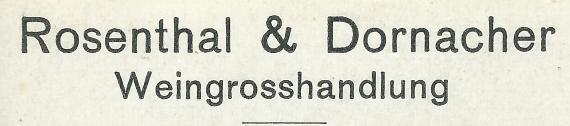 Geschäftsschreiben der " Weingroßhandlung Rosenthal & Dornacher " in Heilbronn, - versandt am 30. September 1919  - Ausschnittvergrößerung Firmenname