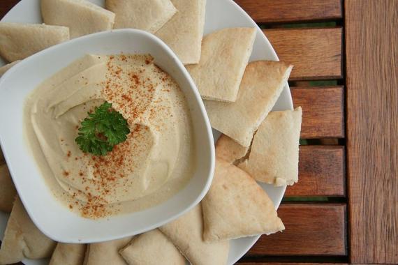 A bowl with hummus