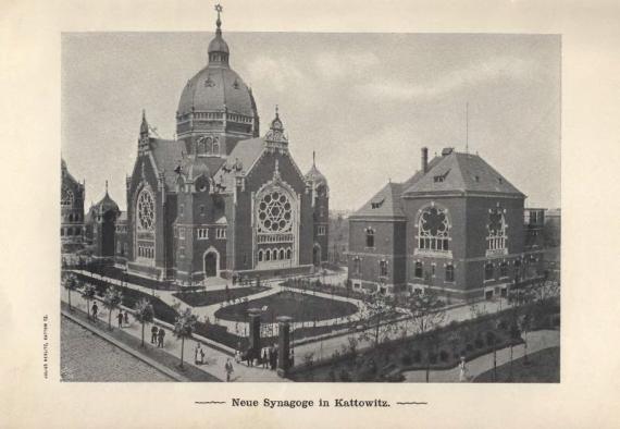 Great Synagogue, historical picture postcard, Great Synagogue of Katowice, built in 1900 and destroyed by the nazis in 1939