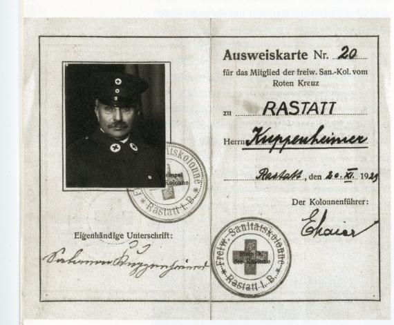Ausweiskarte de DRK von Salomon Kuppenheimer